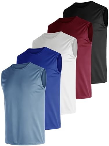 E-LIINJOYE 5er Pack Ärmelloses Tank Tops Herren Tanktop Schnelltrocknend Atmungsaktiv Muscle Shirt Unterhemd Sommer Fitness Laufen Sport Gym Running Funktionsshirt Männer,3XL 5P1 von E-LIINJOYE