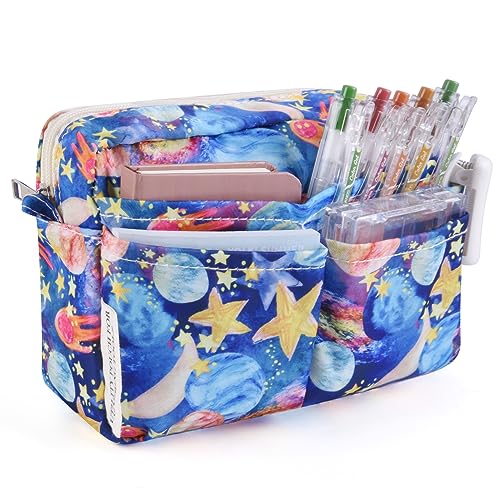 E-WEICHEN Mehrere Taschen Kunst Werkzeug Skizze Aufbewahrungstasche Marker Pouch Stift Bleistift Fall Einfache Schreibwaren Wasserdichte Tasche für Journal Büro Erwachsene Farbige Galaxie von E-WEICHEN