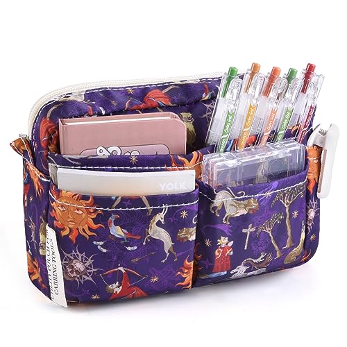 E-WEICHEN Mehrere Taschen Kunst Werkzeug Skizze Aufbewahrungstasche Marker Pouch Stift Bleistift Fall Einfache Schreibwaren Wasserdichte Tasche für Journal Büro Erwachsene Lila Skelett von E-WEICHEN