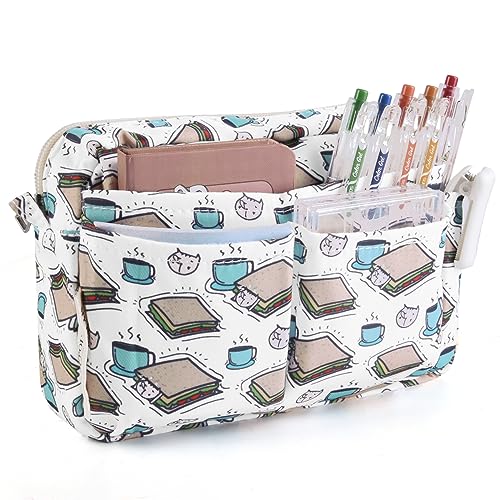 E-WEICHEN Mehrere Taschen Kunst Werkzeug Skizze Aufbewahrungstasche Marker Pouch Stift Bleistift Fall Einfache Schreibwaren Wasserdichte Tasche für Tagebuch Büro Erwachsene Sandwich Katze von E-WEICHEN