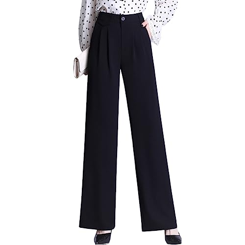 E-girl Damen Gerade Geschnittene Hose Schwarz Hohe Taille großen Größen Hose Frühling, Sommer und Herbst Freizeit Business Hose Einfarbig Freizeithose,EU 42,E5519 von E-girl