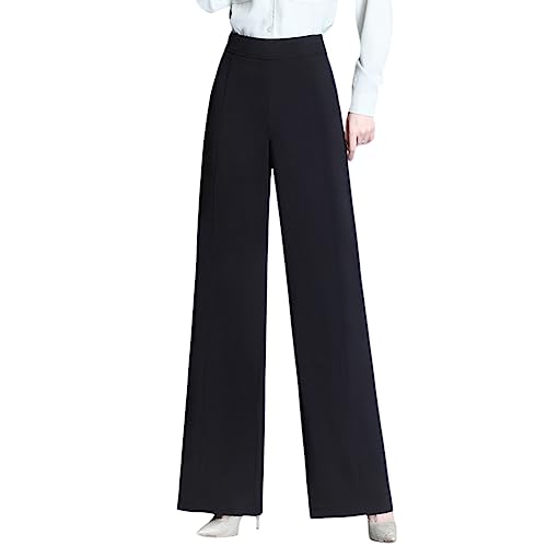 E-girl Damen Gerade Geschnittene Hose Schwarz Hohe Taille großen Größen Hose Frühling und Herbst Locker Business Hose Einfarbig Freizeithose,EU 32,E03 von E-girl