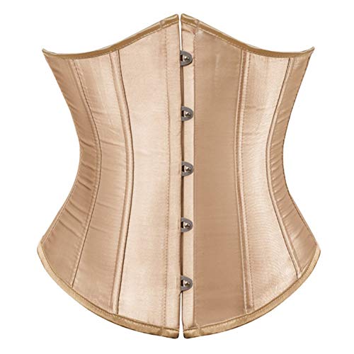 E-girl Damen Große Größen Schnürt Sich Corsage Korsett Unterbrust G-String Top Korsett Kunststoff entbeint,C120-1,Gold,XL von E-girl