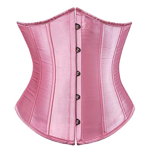 E-girl Damen Große Größen Schnürt Sich Corsage Korsett Unterbrust G-String Top Korsett Kunststoff entbeint,C120-1,Rosa,S von E-girl