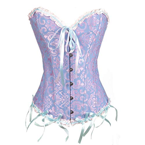 E-girl Damen Große Größen Schnürt Sich Corsage Korsett Vollbrust Korsett Kunststoff entbeint,C078,Blau,M von E-girl