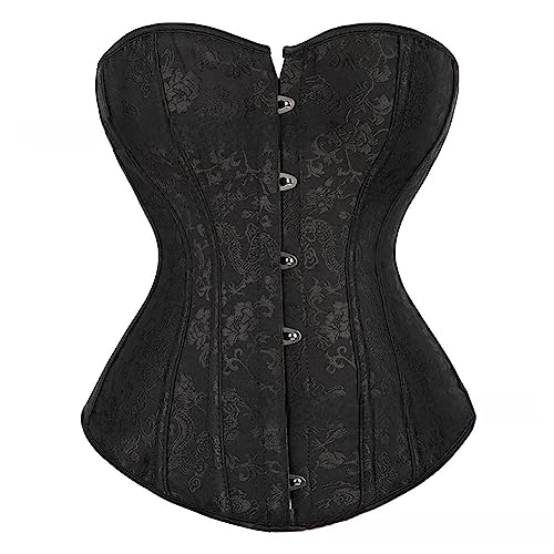 E-girl Damen Push-up Vollbrust Korsett Korsage Schnüren Kunststoff entbeint Schwarz Jacquard Shapewear Corsage,Größe 50-52,E2765 von E-girl