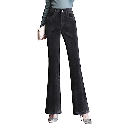 E-girl Damen Schlaghose Grau Hohe Taille großen Größen Hose Frühling und Herbst Dick Kord Business Hose Einfarbig Freizeithose,EU 44,E11 von E-girl