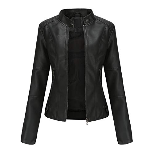 E-girl Damen Schwarz Kunstleder Motorrad Jacke Lederjacke Schlank Reißverschluss Stehkragen Kurz Mantel,48,PN767 E-girl Damen Schwarz Kunstleder Motorrad Jacke Lederjacke Schlank Reißverschluss Stehkragen Kurz Mantel,48,PN767 von E-girl