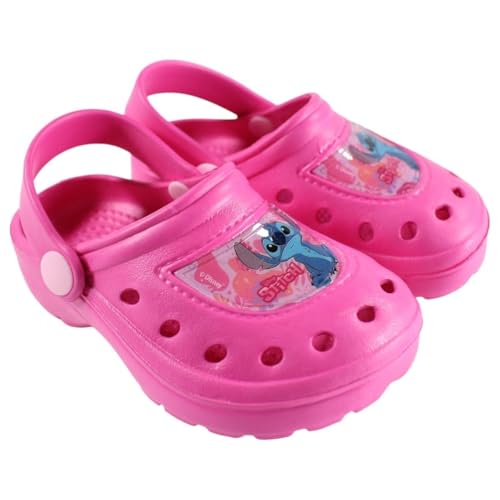 Disney Lilo & Stitch Kinder Clogs – Badeschuhe Latschen Hausschuhe für Mädchen – Gr. 22–33 – Pink – rutschfest & bequem, Farbe: Rosa, Größe der Schuhe: 32/33 von E plus M