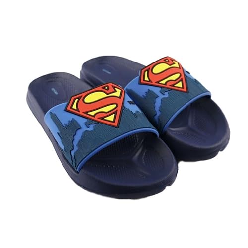 E plus M DC Comics Superman Kinder Badeschuhe – Sandalen Latschen in Blau – 3D Optik – Größen 25–32, Größe der Schuhe: 25/26 von E plus M