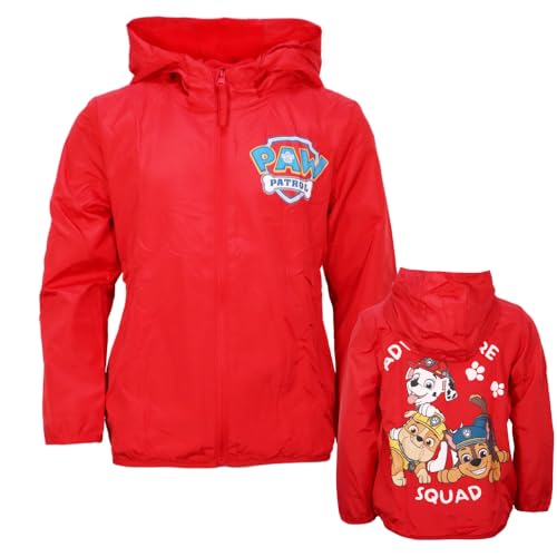 E plus M Paw Patrol Kinder-Sommerjacke (Gr. 98–128) – Wind- & Wasser""abweisende Polyester-Jacke mit Kapuze – „Adventure Squad“ Design für Frühjahr & Herbst, Farbe: Rot, Bekleidungsgröße: 116/122 von E plus M