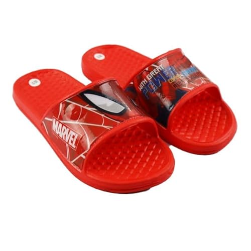 E plus M Spiderman Kinder Badeschuhe – Sandalen Latschen für Jungen – Größen 24–31 – Rot oder Grau – Rutschfest & bequem, Farbe: Rot, Größe der Schuhe: 24/25 von E plus M