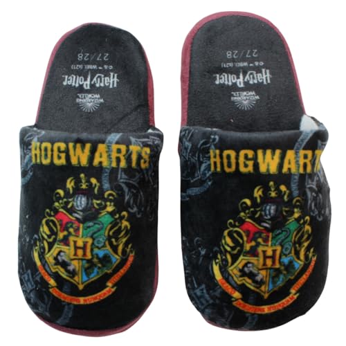 Harry Potter Hogwarts Kinder Hausschuhe für Mädchen – Slipper Pantoffeln – Größe 27–34 – Polyester – Schwarz oder Gelb, Farbe: Schwarz, Größe der Schuhe: 27/28 von E plus M