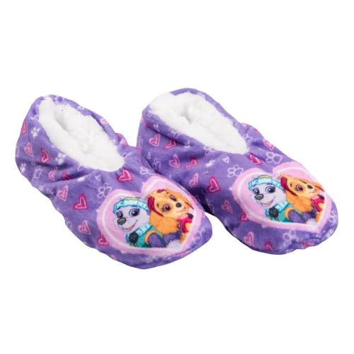 Paw Patrol Hausschuhe für Mädchen – Kuschelige Slipper mit Skye & Everest – Schlüpfschuhe im Ballerina-Stil – Größen 23–30 – Weiches Fleece – 100 % Polyester, Größe der Schuhe: 27/30 von E plus M