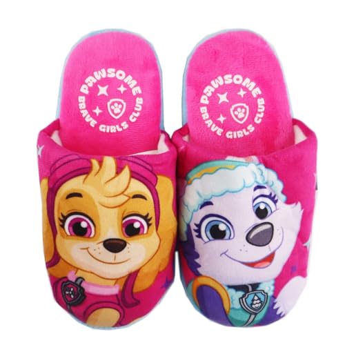 Paw Patrol Mädchen Hausschuhe – Slipper mit Skye & Everest – Größen 26-33 – Weiches Polyester – Rutschfeste Sohle – Pink, Farbe: Rosa, Größe der Schuhe: 30/31 von E plus M