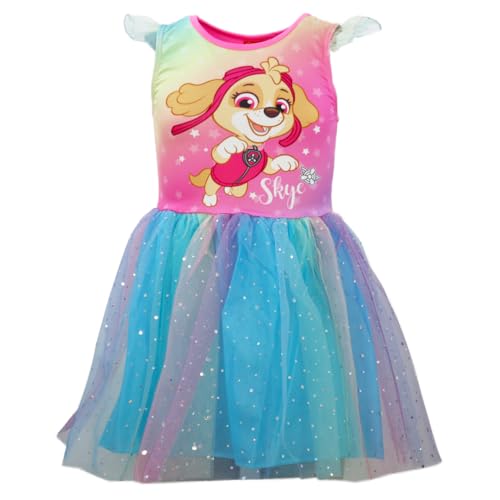 Paw Patrol Skye Tüllkleid für Mädchen – Regenbogenkleid mit Glitzer-Tüllrock – festlich & bequem – Größen 98–128, Farbe: Bunt, Bekleidungsgröße: 122/128 von E plus M