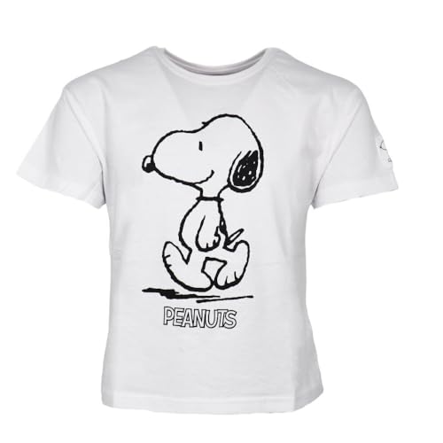 Peanuts Snoopy T-Shirt für Kinder – 100% Baumwolle – Kurzarm – Schwarz „All Smiles“ oder Weiß – Größen 134–164, Farbe: Weiß, Bekleidungsgröße: 134 von E plus M