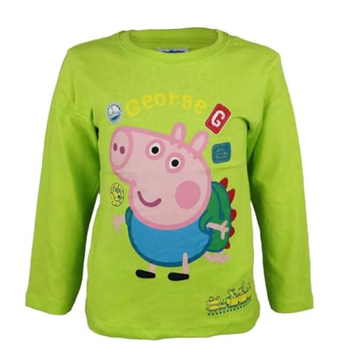 Peppa Wutz George & Friends Langarmshirt – Kinder T-Shirt für Jungen – Langarmshirt mit Rundhalsausschnitt – Größen 92–116 Grün oder Grau, Farbe: Grün, Bekleidungsgröße: 92 von E plus M