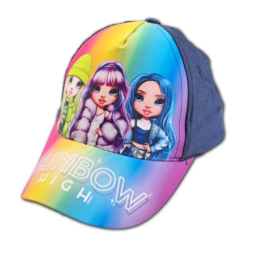 Rainbow High Basecap für Kinder – Bunte Cap mit Fashion-Dolls Motiv – Größen 52–54 cm – Sonnenschutz Mütze mit Klettverschluss – Stylisches Accessoire für Mädchen, Bekleidungsgröße: 54 von E plus M