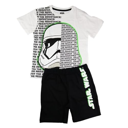 Star Wars Kinder Schlafanzug kurz Zweiteiler Jungen Pyjama mit Stormtrooper Motiv 134–164 – 100 % Baumwolle – Sommer Nachtwäsche, Bekleidungsgröße: 152 von E plus M