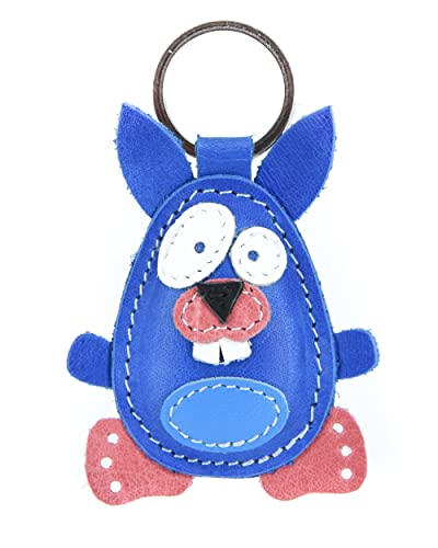 Schlüsselanhänger Osterhase Blau aus Leder Geschenk für Lieblingsmensch Frauen Männer Kinder Schulanfang Abitur Glücksbringer Talisman Handarbeit (Hase, 1) von E&A Home