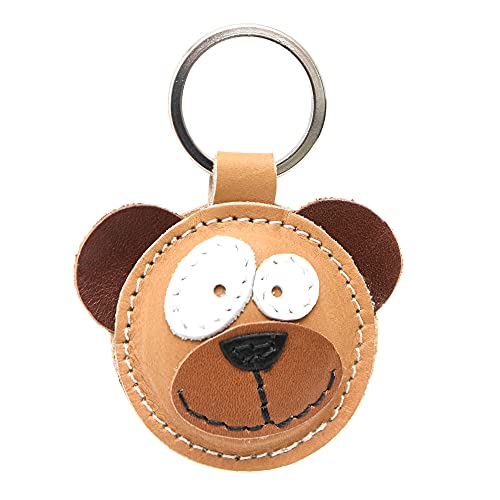 Schlüsselanhänger Bär Braun aus Leder Geschenk für Lieblingsmensch Frauen Männer Kinder Schulanfang Abitur Glücksbringer Talisman Handarbeit (3) von E&A Home