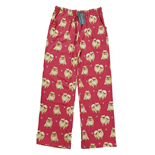 E&S IMPORTS Pomeranian Unisex Leichte Baumwollmischung Pyjamahose - Super Weich und Bequem - Perfekt für Zwergspitz-Geschenke - Rot - X-Large von E&S Pets