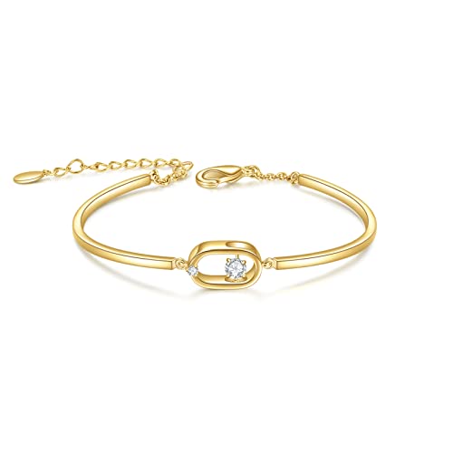 E 14K Vergoldet Funkelnde Armreifen Armbänder für Frauen Teen Mädchen, Gold Ton Finish Womens verstellbare geometrische Kette Armreif, Schmuck Geschenk für Frauen Mädchen von E