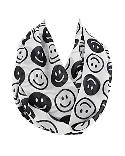 Etwoa's Smiling Face Infinity Scarf Circle Scarf Loop Scarf, Weiß, Large von E2A ETWOA