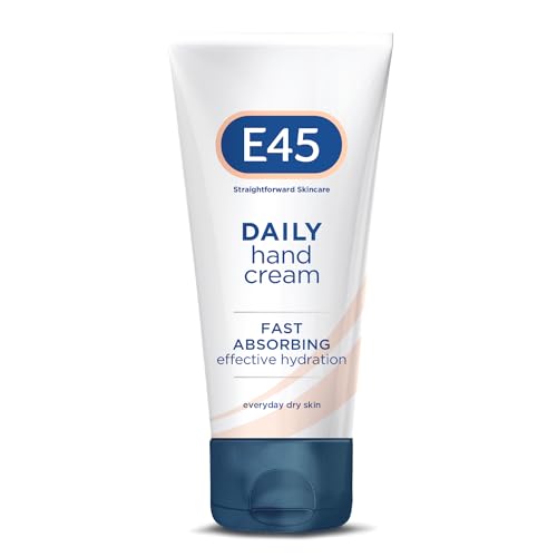 E45 Daily Hand Cream 50 ml - E45 Tägliche Handcreme für sehr trockene Hände - Handfeuchtigkeitscreme für trockene und empfindliche Haut - Nicht fettende Handreparaturcreme Schnell einziehende Formel von E45
