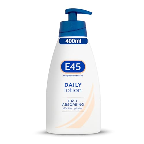 E45 Daily Lotion 400 ml - Lotion E45 für sehr trockene Haut, Glättet raue Haut – Nicht fettende leichte Feuchtigkeitscreme - Parfümfreie Körper, Gesichts und Handcreme - Dermatologisch getestet E45 Daily Lotion 400 ml - Lotion E45 für sehr trockene Haut, Glättet raue Haut – Nicht fettende leichte Feuchtigkeitscreme - Parfümfreie Körper, Gesichts und Handcreme - Dermatologisch getestet von E45