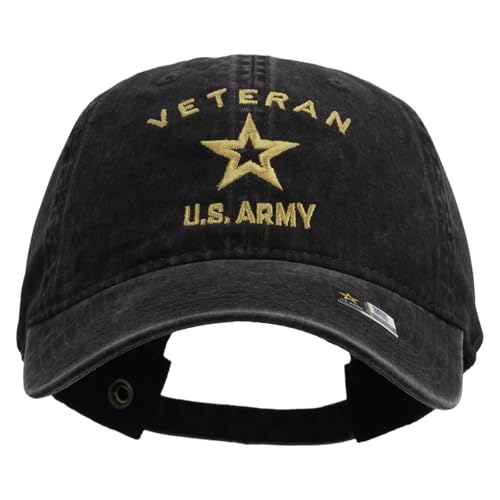 e4Hats.com US Army Veteran Military Embroidered Washed Cap - Black OSFM von E4hats