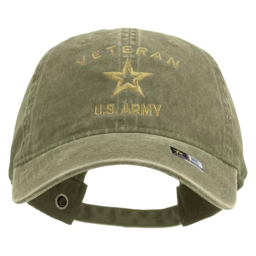 e4Hats.com US Army Veteran Military bestickte gewaschene Kappe, Khaki, Einheitsgröße von E4hats