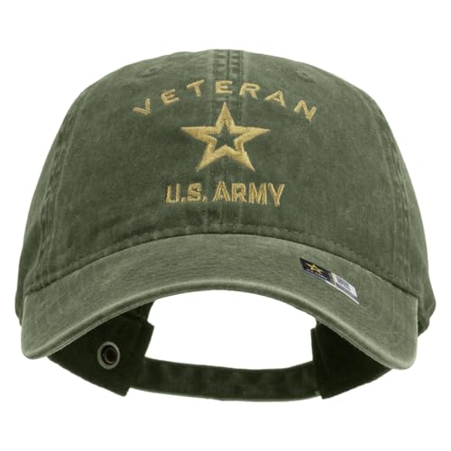 e4Hats.com US Army Veteran Military bestickte gewaschene Kappe, Oliv/Blatt für mich (Leaf It to Me), Einheitsgröße von E4hats