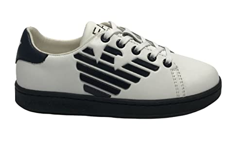 EA7 EMPORIO ARMANI Sneaker Pelle White/blu ZS23EA03 XSX101 34 von Emporio Armani