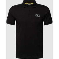 EA7 Emporio Armani Regular Fit Poloshirt mit Label-Print in Black, Größe XL von EA7 Emporio Armani