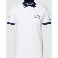 EA7 Emporio Armani Regular Fit Poloshirt mit Label-Print in Weiss, Größe XXXL von EA7 Emporio Armani