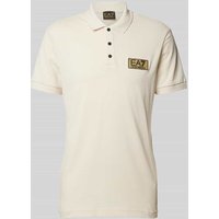 EA7 Emporio Armani Slim Fit Poloshirt mit Label-Patch in Offwhite, Größe M von EA7 Emporio Armani