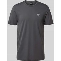 EA7 Emporio Armani T-Shirt aus Viskose-Mix mit Label-Patch in Mittelgrau, Größe M von EA7 Emporio Armani