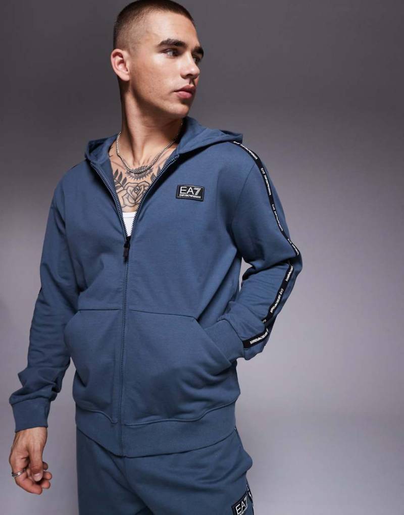 Armani - EA7 - Kapuzenjacke in Dunkelgrau mit Logoband und Reißverschluss, Kombiteil von EA7