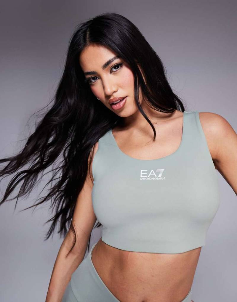 Armani - EA7 - Sport-BH in Grün mit mittigem Logo, Kombiteil von EA7