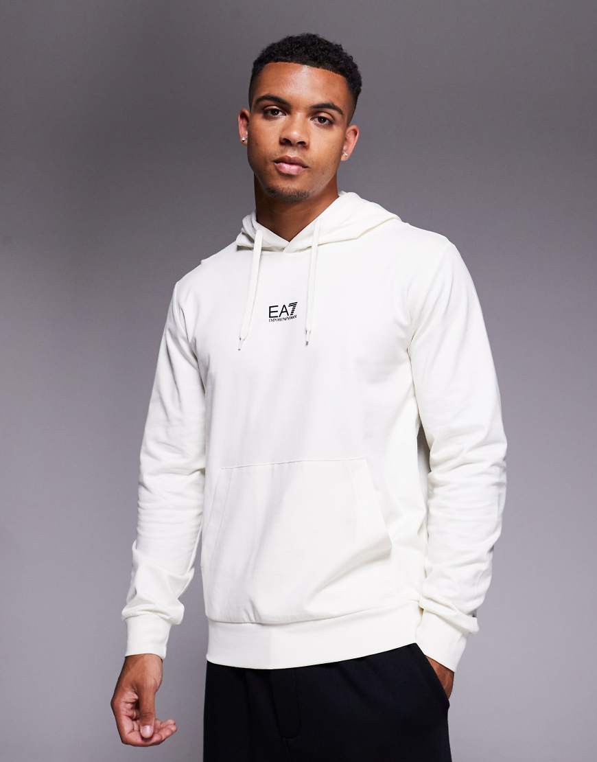 Armani - EA7 Train Core - Kapuzenpullover in Cremeweiß mit mittigem Logo von EA7