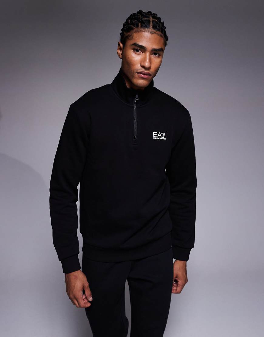 Armani - EA7 Train Core - Sweatshirt in Schwarz mit Logo und kurzem Reißverschluss von EA7