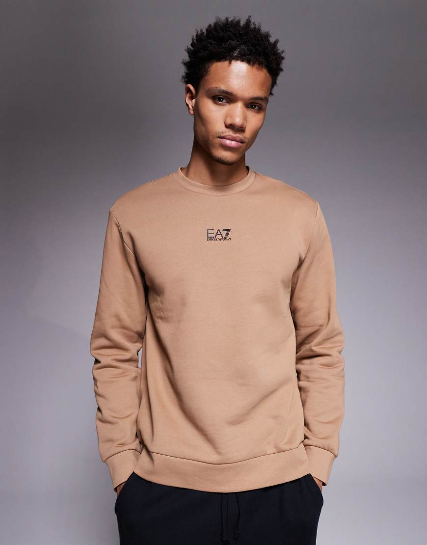 Armani EA7 - Train Core - Sweatshirt in Steinbeige mit mittigem Logo-Neutral von EA7