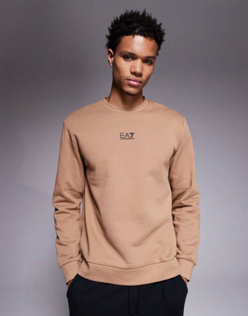 Armani EA7 - Train Core - Sweatshirt in Steinbeige mit mittigem Logo-Neutral von EA7