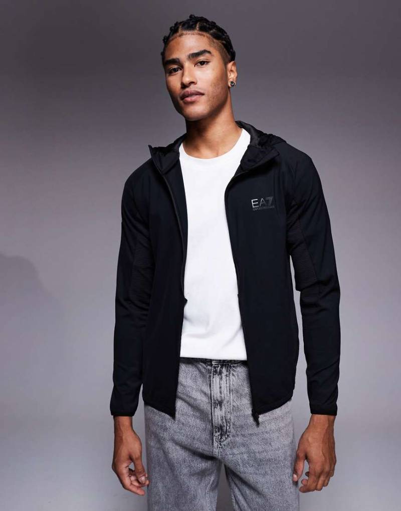 Armani - EA7 Vigor - Kapuzenjacke in Schwarz mit Logo von EA7