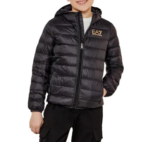 EA7 Emporio Armani Daunenjacke für Kinder, Packable Core Identity Boy 7B000035AF12477 8059659578547 -, Schwarz Gold (mc004), 16 Jahre von EA7