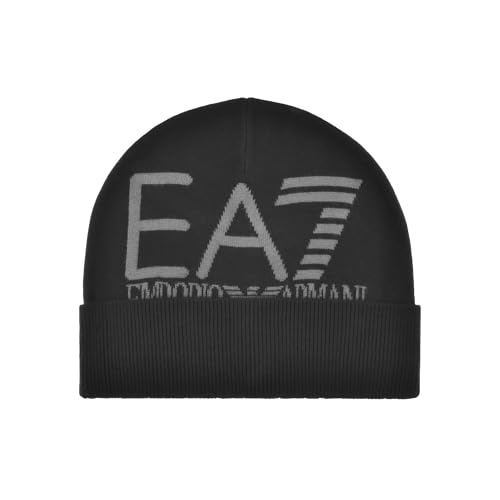 EA7 Emporio Armani Oversized Logo Beanie Mütze, Schwarz/Vulkanglas, Schwarz , S EA7 Emporio Armani Oversized Logo Beanie Mütze, Schwarz/Vulkanglas, Schwarz , S von EA7