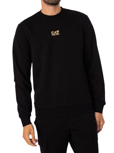EA7 Herren Logo-Sweatshirt, Black/Gold, L von EA7