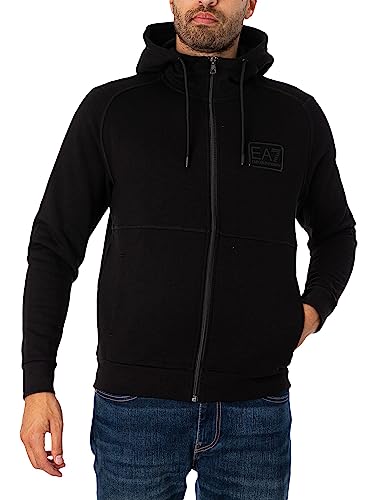 EA7 Herren Logo Zip Hoodie, Schwarz, L von Emporio Armani